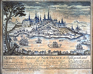 engraving of Quebec in 1759